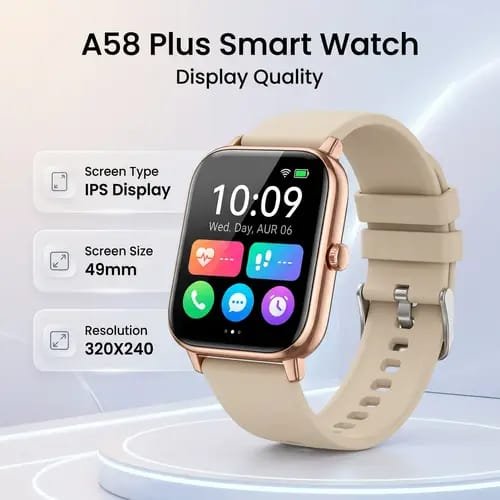 A58 Plus Smart Watch for Women | 2.03" Big Display | 8-in-1 Gift Set | Smartwatch + 2 Straps + Jewelry Set | Bluetooth Calling | Fitness Tracker